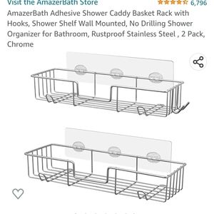 Adhesive shower caddy basket rack with hooks. Shower shelve wall mounted…